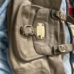 Michael Kors Taupe Pebble Leather Shoulder Bag with Gold Hardware